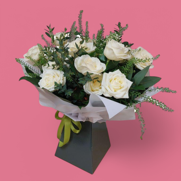 Valentines Day White Rose Bouquet